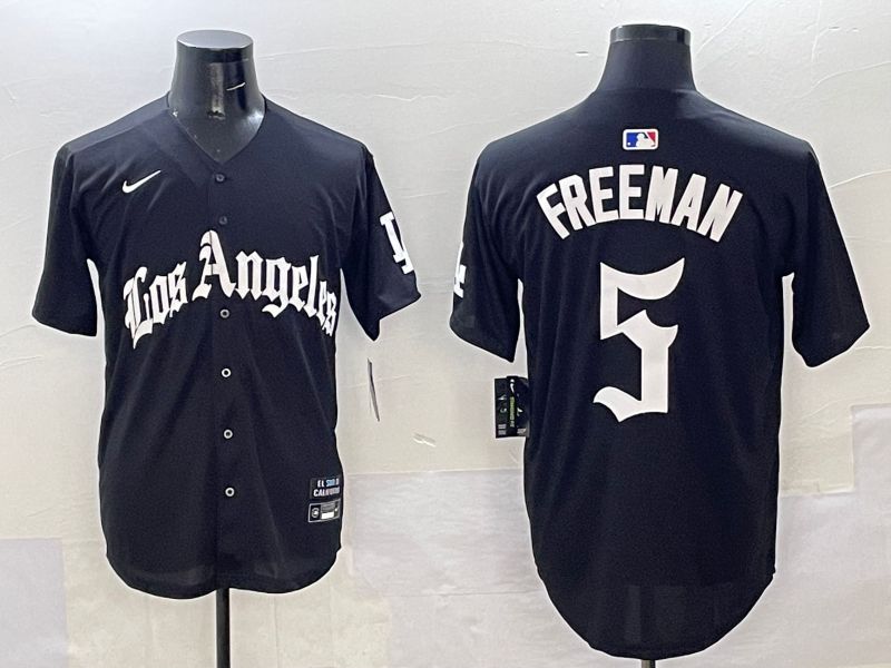 Men Los Angeles Dodgers #5 Freeman Black Five generations Joint Name 2025 Nike MLB Jersey style 31